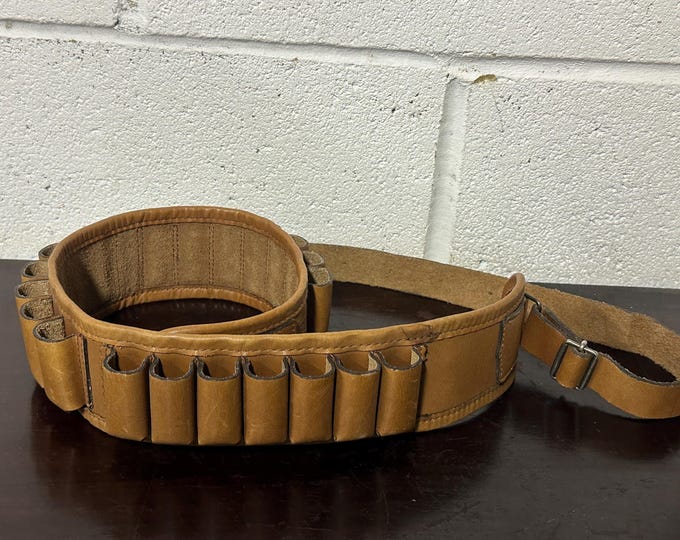 Vintage French Soft Leather Cowhide Cartridge Belt