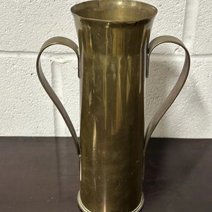 Art Nouveau Design First World War 1915 Brass Trench Art Shell Case Twin Handled Vase