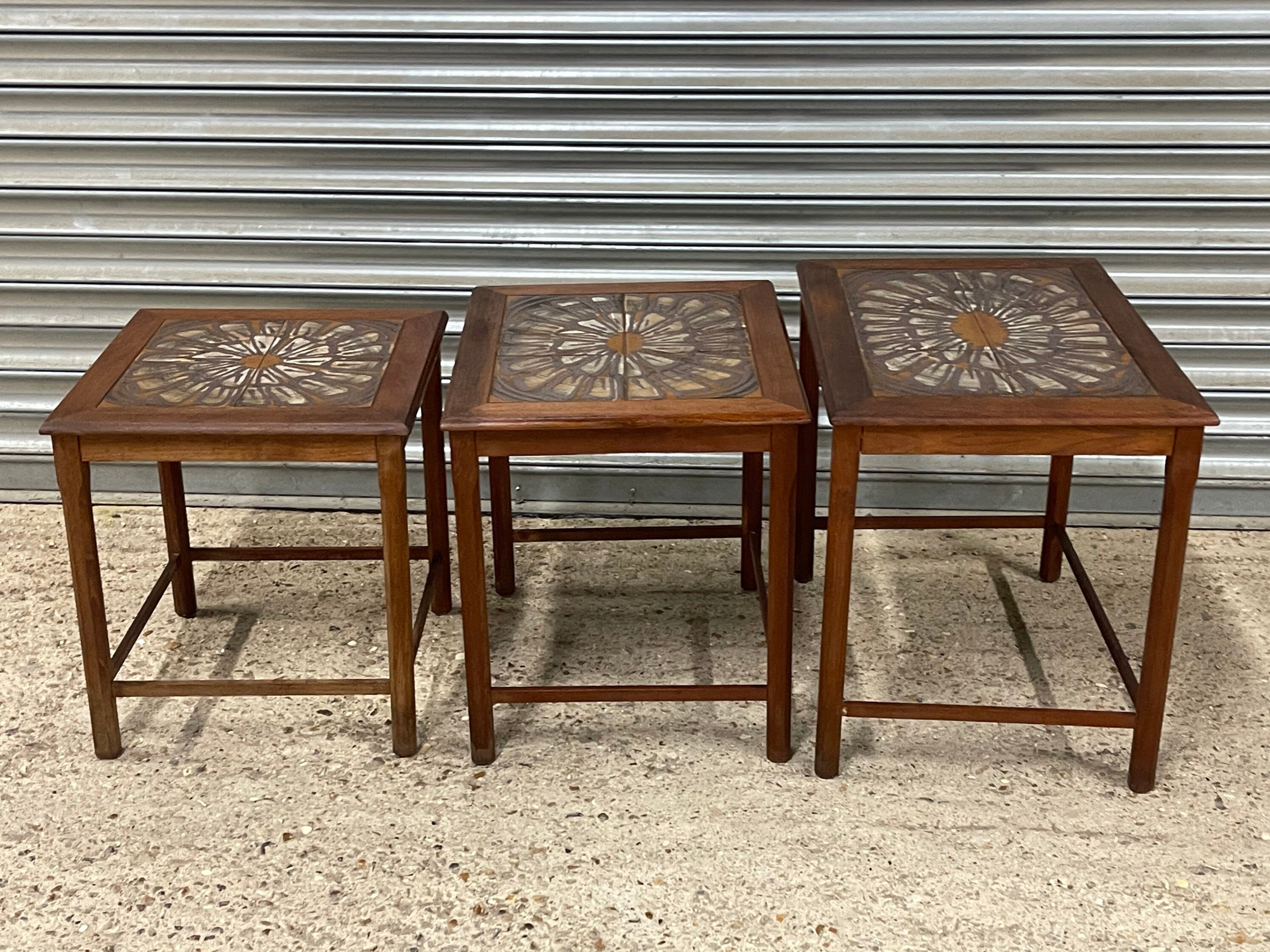 Set of 3 vintage teak nesting tables from Mobelfabrikken Toften