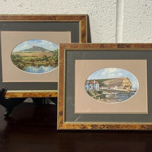 Two Lovely Watercolours Of North Yorkshire Scenes - Staithes & Roseberry Topping