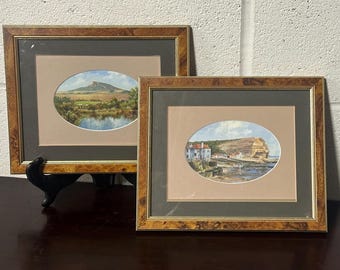 Two Lovely Watercolours Of North Yorkshire Scenes - Staithes & Roseberry Topping