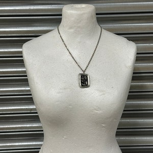 Vintage Rune Tennesmed Sweden Green Glass & Pewter Pendant