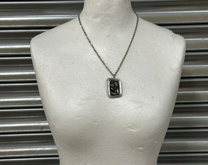 R Tennesmed Sweden Vintage Modernist Mid century Pewter Pendant Stamped