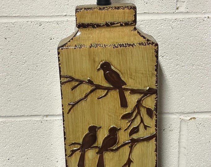 Beautiful Large Ceramic Table Lamp Decorated With Birds - Home Decor - Lighting