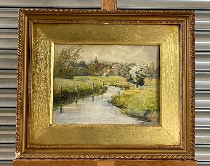 Gorgeous Original Antique Watercolour Painting of A Beautiful Landscape Scene