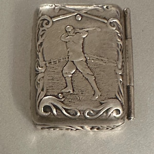 Vintage Silver Snuff Box With Golfing Scene - Golf Interest - Collectibles Gift
