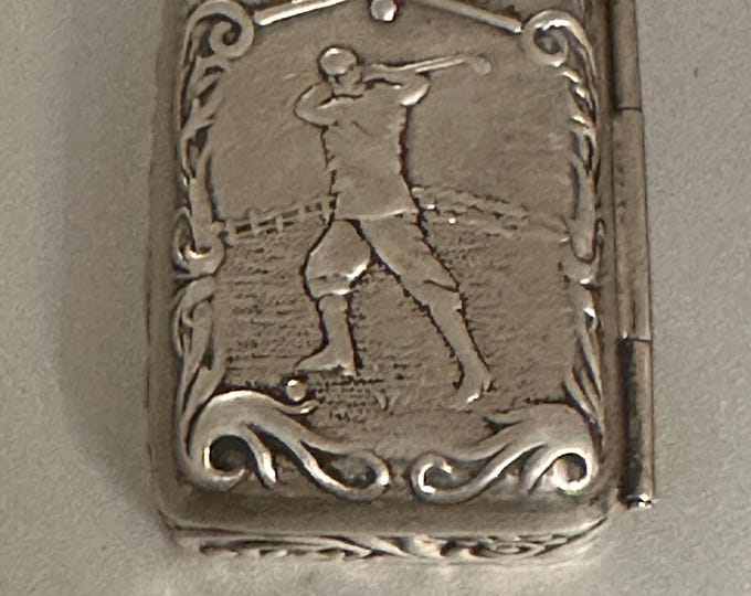 Vintage Silver Snuff Box With Golfing Scene - Golf Interest - Collectibles Gift