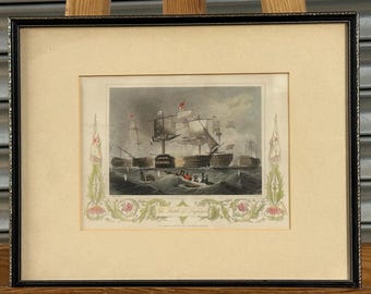 Lord Nelson Battle of Trafalgar Cartouche Engraving Graham pinx A.H. Payne sculp