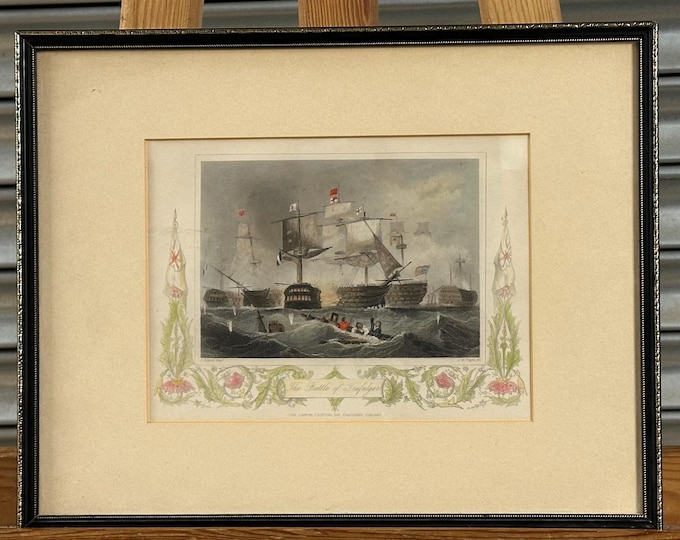Lord Nelson Battle of Trafalgar Cartouche Engraving Graham pinx A.H. Payne sculp