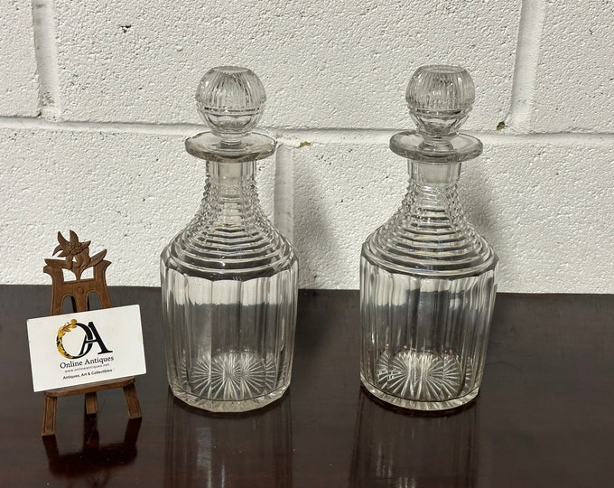 Fine Pair Of Georgian 18th Century Step Cut Glass Decanters A/F