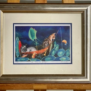 Fabulous Limited Edition No.1 of 200 Print Titled Cats Fishing at Moonlight