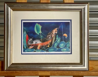 Fabulous Limited Edition No.1 of 200 Print Titled Cats Fishing at Moonlight