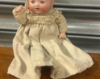 Antique My Dream Baby Doll Armand Marseille Bisque Head Cloth Body, Period Dress