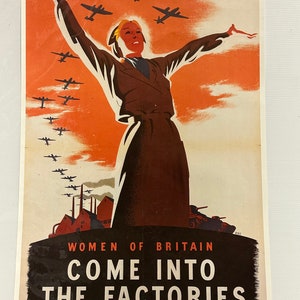 Mujeres de Gran Bretaña - Entrar en el cartel de las fábricas, reproducido para The Telegraph.