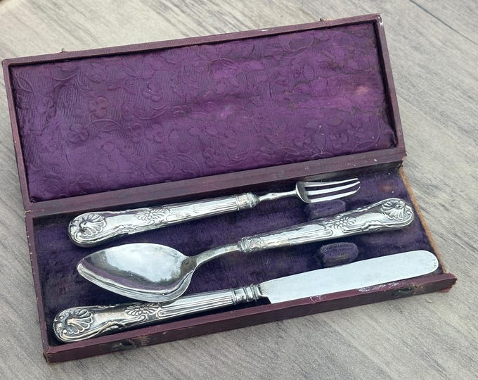 Beautiful Silver Victorian 3 Piece Christening Set, Birmingham 1837