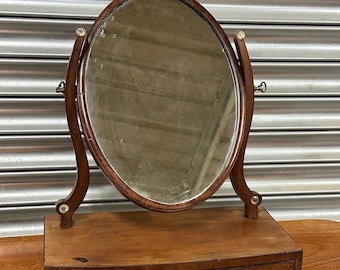 Antique Georgian Dressing Table Tilt Top Oval Mirror /Antique Home Decor 1800’s - Antique Mirror