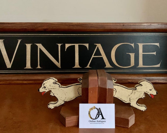 Fabulous Pair of Original Oak Art Deco Spaniel Dog Bookends