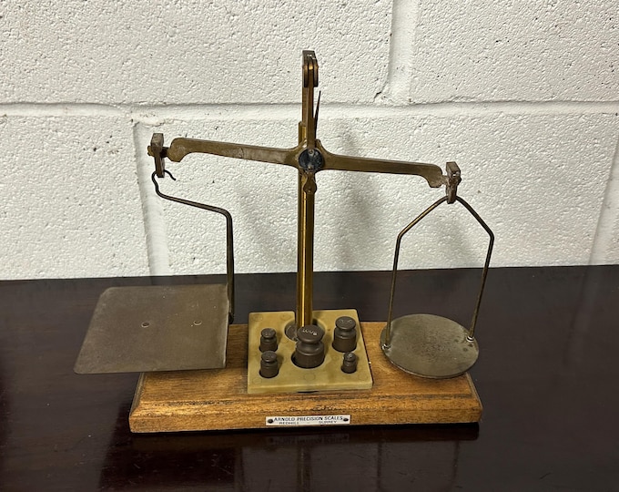 Antique Edwardian Arnold Precision Postal Scales With Brass Weights