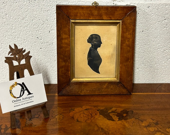 Wonderful Antique 19th Century Miniature Silhouette Portrait of a Lady