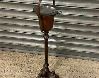 Antique / Vintage Brass & Metal Ashtray Stand – Floor Standing Smoking Receptacle
