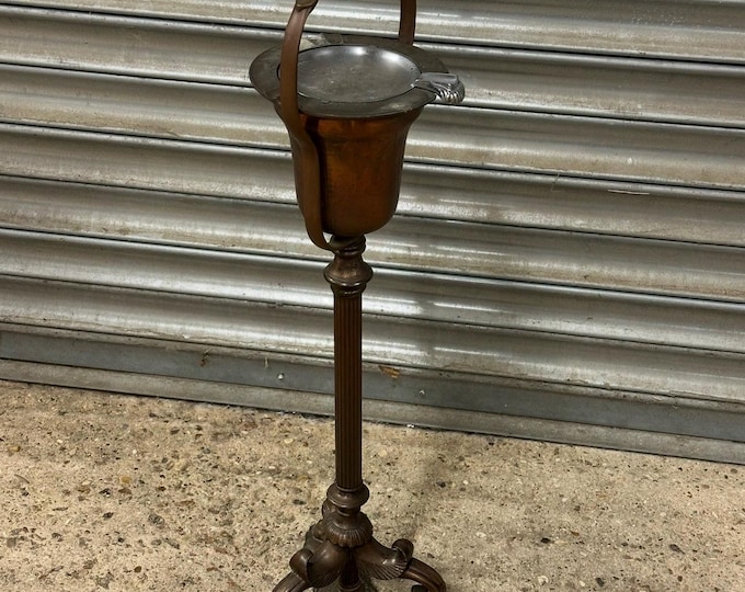 Antique / Vintage Brass & Metal Ashtray Stand – Floor Standing Smoking Receptacle