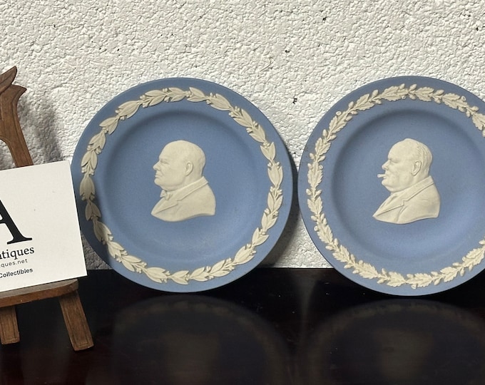 Two Beautifully Made Vintage Wedgwood Pin Trays Depicting Winston Churchill