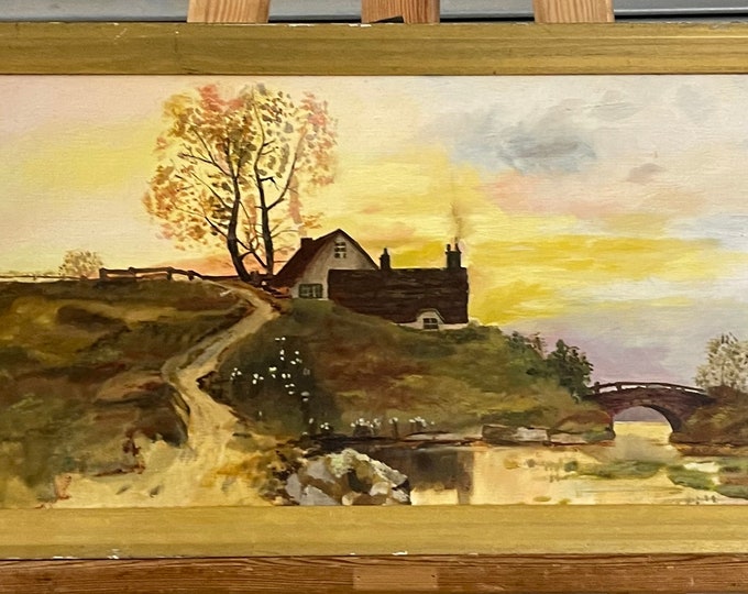 Original Oil on Canvas Painting of a South African Landscape by M Fisher 1948