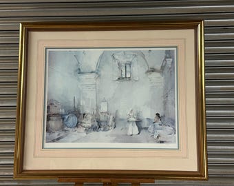 Framed Limited Edition Print – “The Little Sewing Girl, Sospel” After Sir William Russell Flint – No. 438/850 (1989)