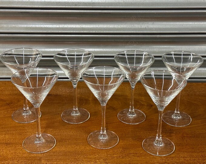 Set Of 7 Vintage Luminarc France Pyramide 15 cl Cocktail Glasses