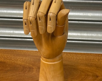 Vintage Articulated Wooden Hand Mannequin for Artists and Display
