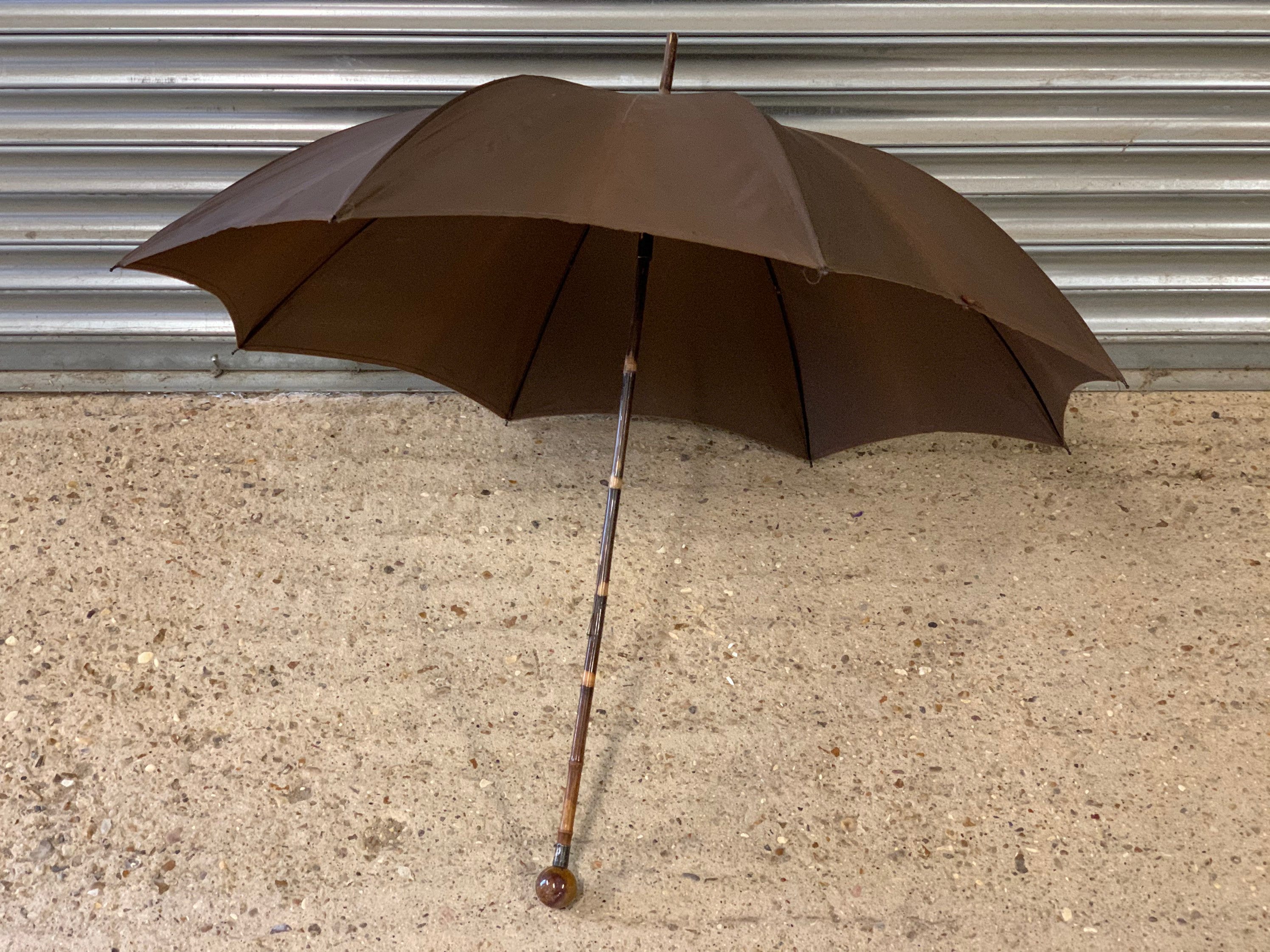 Unusual Early 20th Century Antique Vintage Umbrella with Bamboo Shaft