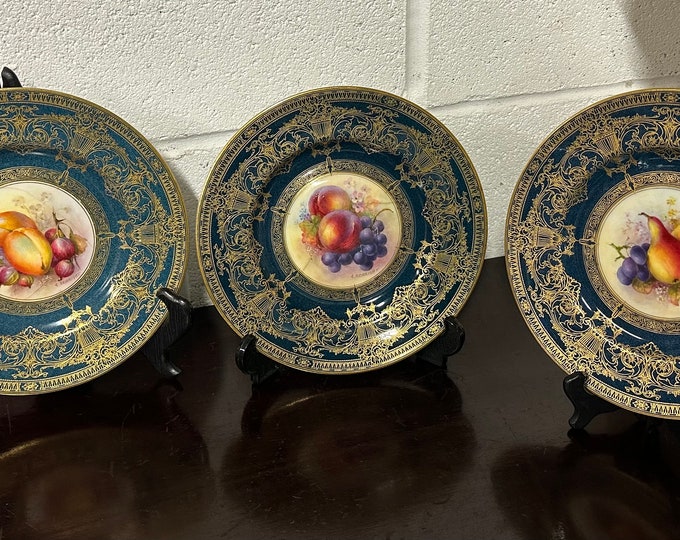 Three Vintage Royal Worcester Cabinet Plates by Richard Sebright A/F