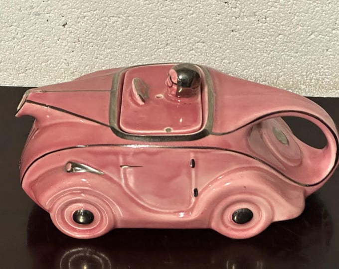 Art Deco Sadler Racing Car Teapot Pink & Silver Lustre - Scarce Teapot (A/F) -Reg no. 820236