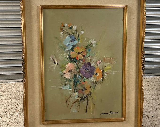 Gorgeous Original Still Life Of Flowers Set In An Ornate Gilt Frame - Signed Luciano Garroni (?)