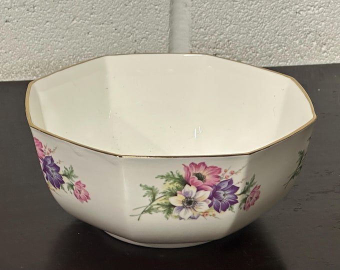 Beautiful Porcelain Bowl Decorated With Flowers And Inscribed