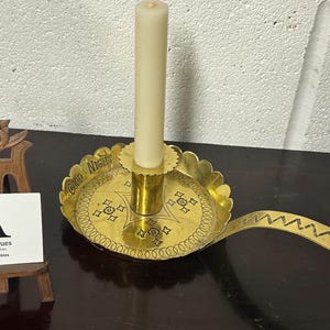 Unusual Antique Quality Arts & Crafts Decorative Brass Chamberstick