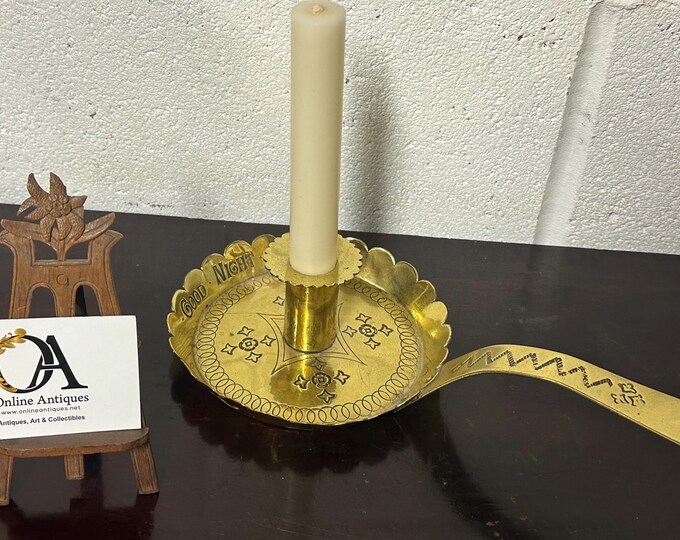 Unusual Antique Quality Arts & Crafts Decorative Brass Chamberstick