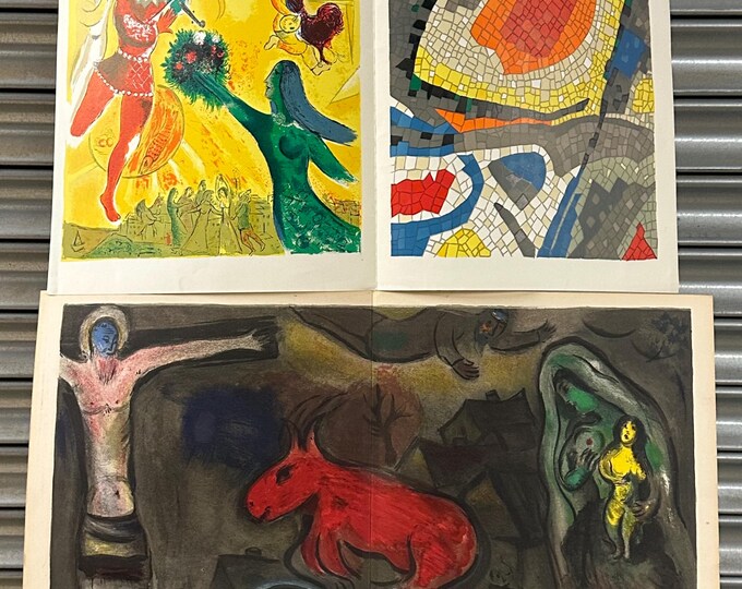 Fabulous Double Page Lithograph ‘Dance And The Circus’ by Marc Chagall.