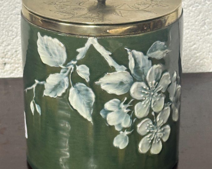 Beautiful Rare 19thC Doulton Lambeth Impasto Biscuit Jar By Lizzie Houghton 1881
