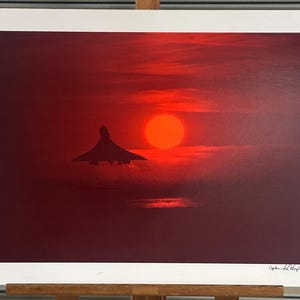 Seltenes signiertes Siebdruck-Kunstwerk von Concorde signiert von Kapitän Adrian Thompson