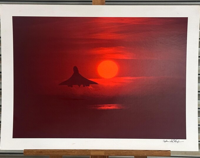 Rare Signed Screenprint Artwork Of Concorde Signed By Captain Adrian Thompson