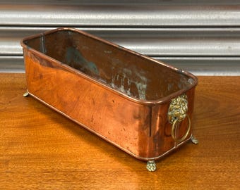 Stunning Antique Copper & Brass Jardinière – Lion Mask Handles and  Claw Feet