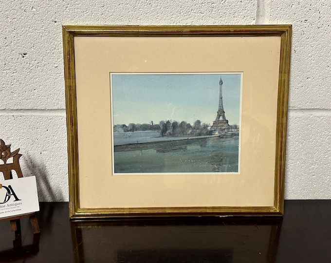 Watercolour Of The Eiffel Tower from Place Alma Marceau, Paris By John Newberry
