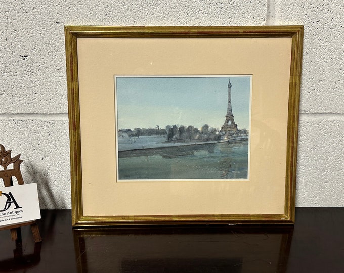 Watercolour Of The Eiffel Tower from Place Alma Marceau, Paris By John Newberry