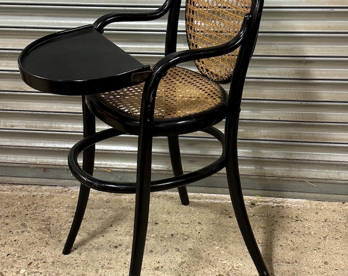 Antique Ebonised Thonet Bentwood Children High Chair with Table & Foot Support