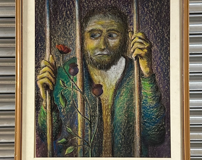 Original Charcoal & Pastel Painting Titled ‘Vision’ By James Poole Exhibited In 1988