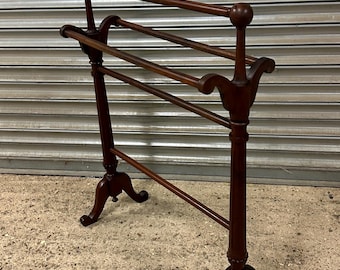 Antique Quality Victorian c1890 Mahogany Towel Rail Stand