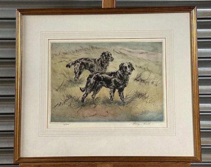 Henry Wilkinson - Flat Coat Retrievers, Coloured Etching, Signed Edition 13/200