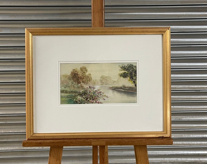Beautiful Original Watercolour Of A Scenic Landscape River Scene - Unsigned - Would make a lovely gift