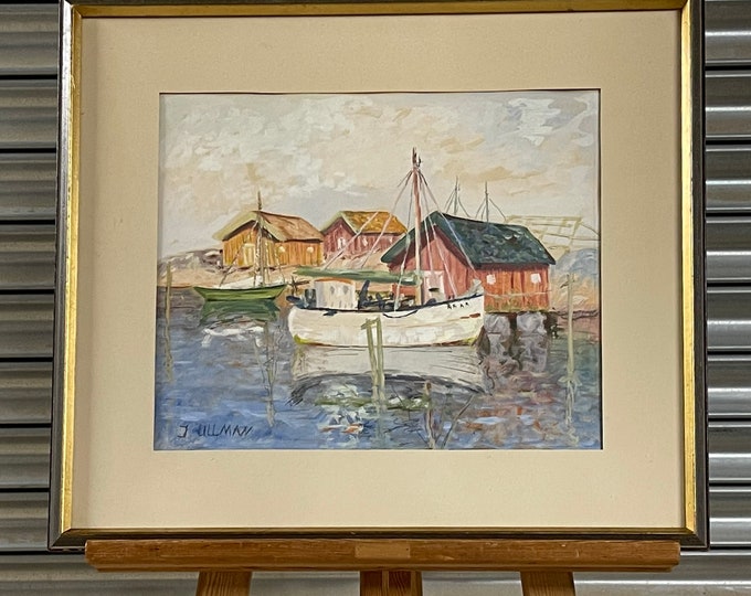 Original Oil Painting By John Ullman Of Lysekil Harbour, Sweden